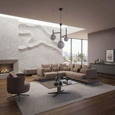 Wohnzimmer Designer Möbel Luxus Garnitur Ecksofa L-Form Einrichtung Couchtisch