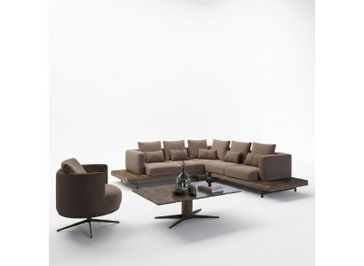 Wohnzimmer Designer Möbel Luxus Garnitur Ecksofa L-Form Einrichtung Couchtisch