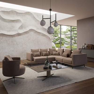 Designer Garnitur Wohnzimmer Set Sofa Couch L-Form mit Couchtisch Einrichtung