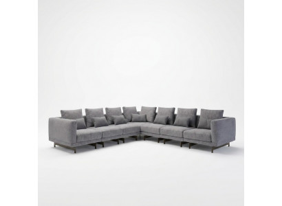 Neu Komplett Möbel Ecksofa L-Form Textil Einrichtung Wohnzimmer Holz Couchtisch