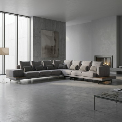 Grau Sofa Couch L-Form Designer Textil Möbel Polstersofa Wohnzimmer Neu