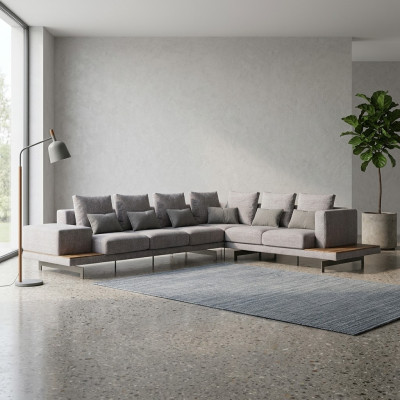 Designer Neu Ecksofa L-Form Grau Textil Möbel Wohnzimmer Einrichtung