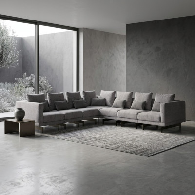 Wohnzimmer Grau Ecksofa L-Form Designer Couch Textil Möbel Polstersofa Neu