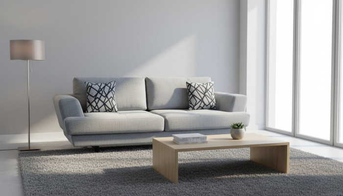  Wohnzimmer Design 3-Sitzer Grau Sofa Modern Luxus Stoffsofa Exclusive