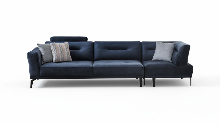  Modern 4-Sitzer Massive Luxus Sofa Blau Wohnzimmer Stoffsofa Design Modern