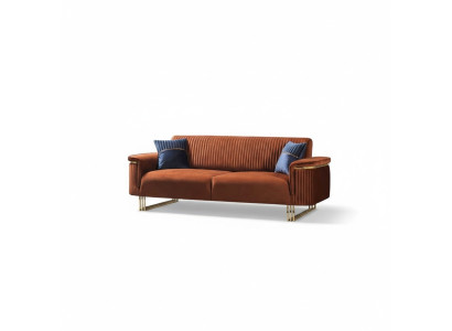 Oranger Dreisitzer Luxuriöses Stoffsofa Moderne Wohnzimmer Sitzmöbel