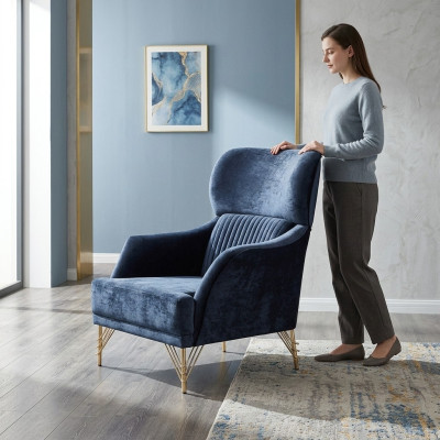 Blaue Sessel Garnitur Designer Lehnsessel Wohnzimmer Luxus Möbel 2tlg