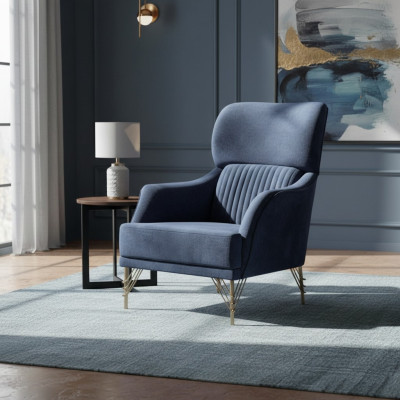 Blaue Sessel Garnitur Designer Lehnsessel Wohnzimmer Luxus Möbel 2tlg