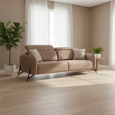 Beiges Wohnzimmer Sofa Designer 3-Sitzer Stoffsofa Luxus Polster Möbel