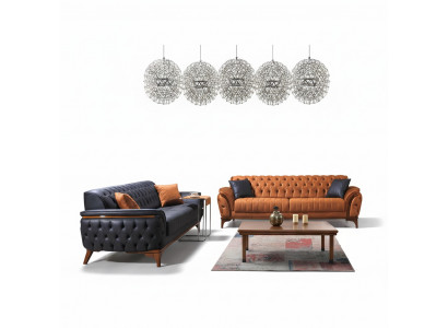 Chesterfield Sofas Designer Wohnzimmer Garnitur Polster 2x Textilsofas