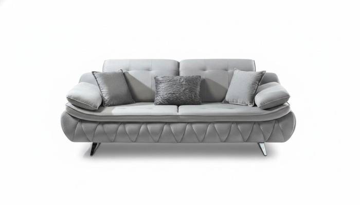 Grau Modern Luxus Design 3-Sitzer Stoffsofa Wohnzimmer Sofa Textil Material