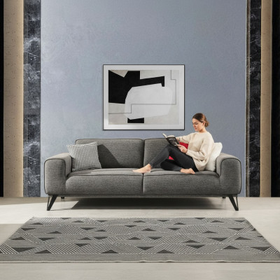 Grau 3-Sitzer Stoffsofa Modern Design Wohnzimmer Textil Stoff Material