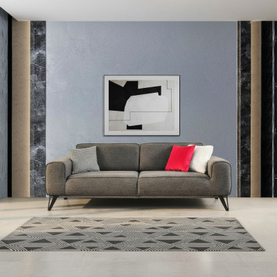 Grau 3-Sitzer Stoffsofa Modern Design Wohnzimmer Textil Stoff Material