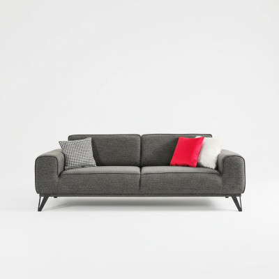 Grau 3-Sitzer Stoffsofa Modern Design Wohnzimmer Textil Stoff Material