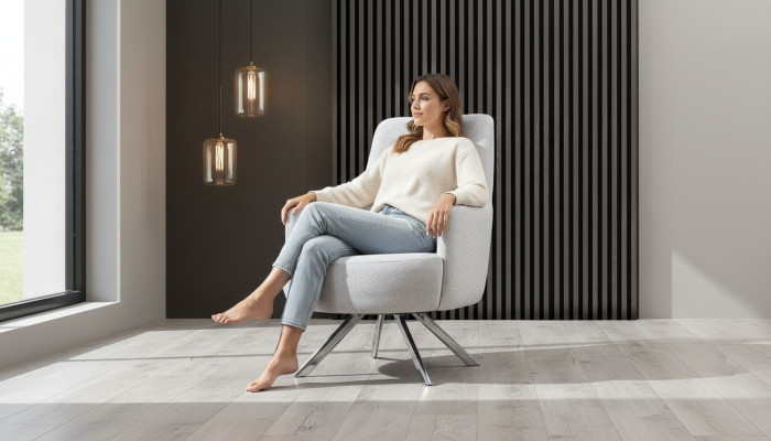 Weiß Farbe 1-Sitzer Wohnzimmer Stoff Sessel Modern Design Textil Material