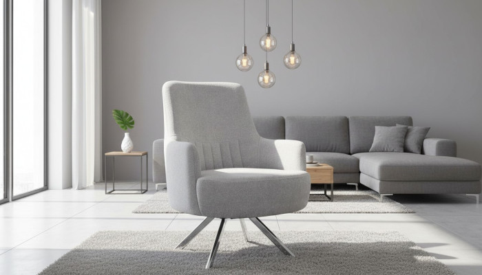 Weiß Farbe 1-Sitzer Wohnzimmer Stoff Sessel Modern Design Textil Material