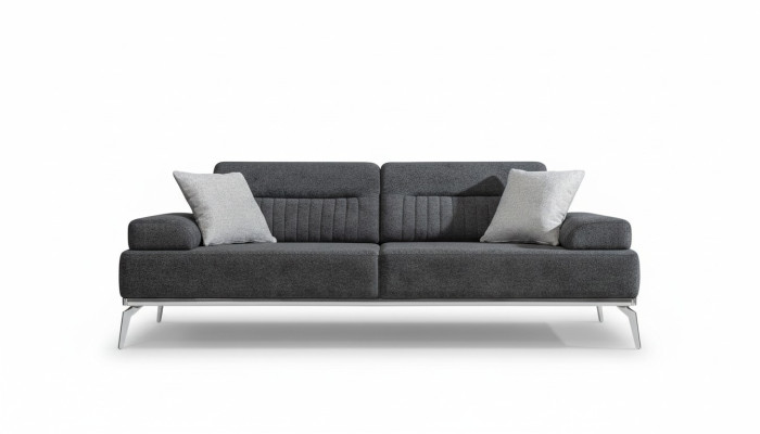 Grau Wohnzimmer 3-Sitzer Stoffsofa Modern Luxus Design Textil Material