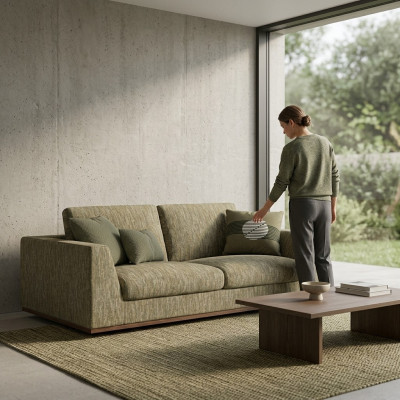 Zweisitzer Sofa Couch Modern Grün Textil Polstermöbel Wohnzimmer Neu