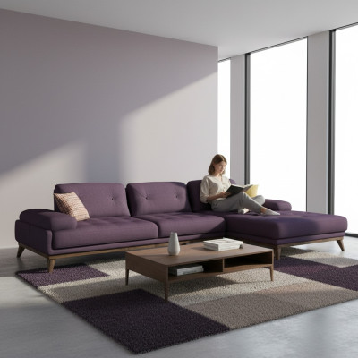 Luxus Eck Garnitur Wohnzimmer Lila Ecksofa L-Form Einrichtung Sofa Couch Neu