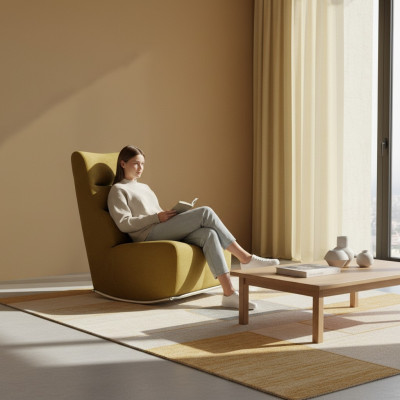 Wohnzimmer Gelb Sessel Sitzmöbel Neu Einrichtung Designer Sitz Textil