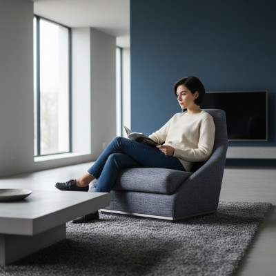 Modern Design Sessel Grau Polstersessel Luxus Wohnzimmer Sitz Textil Neu