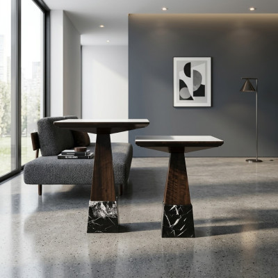 Braun 2x Beisteltisch Wohnzimmer Set Komplett Kaffeetisch Couchtisch