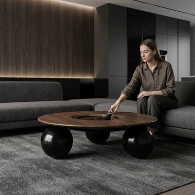 Luxus Braun Rund Couchtisch Wohnzimmer Design Möbel Modern Einrichtung