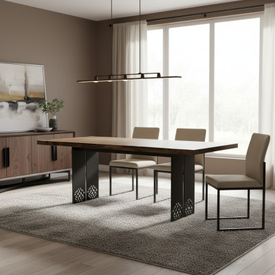 Luxus Tisch Braun Edelstahl Design Esstische Holz Modern Esstisch Neu