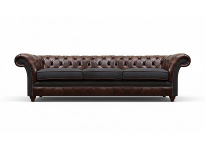 Braun-Grauer Chesterfield Dreisitzer Wohnzimmer Polstersofas Luxus Couch
