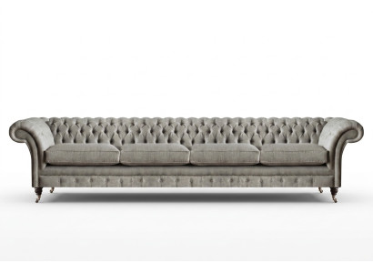 Hellgraues Chesterfield Polstersofa Designer 4-Sitzer Textil Sitzmöbel