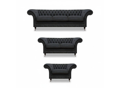 Elegante Graue Chesterfield Wohnzimmer Sofas Designer Couchen 3tlg Set
