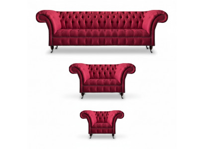 Wohnzimmer Rosa Chesterfield Polster Sitzgarnitur Luxuriöser 3tlg Set