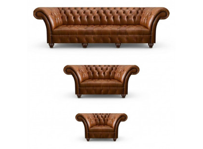 Chesterfield Braune Ledergarnitur Exklusive Couchen Designer Lehnsessel
