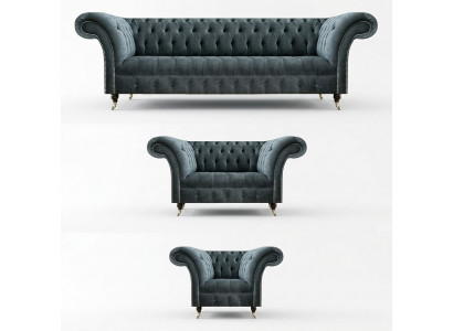 Chesterfield Graue Couchgarnitur Designer Polstersofas Edler Einsitzer
