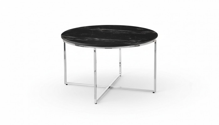  Runder Couchtisch Wohnzimmer Schwarz MDF + Metall X-beine neu Luxus