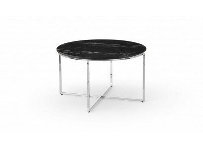  Runder Couchtisch Wohnzimmer Schwarz MDF + Metall X-beine neu Luxus