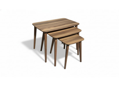 Rechteckiges Couchtische Set 3x Tische Wohnzimmer Esszimmer Braun Holz