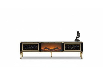  TV-Sideboard Kommode schwarz Kaminimitat Stilvolle Wohnzimmermöbel