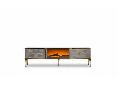 Weißes TV Sideboard goldene MDF Spanplatte + Metall Wohnzimmer TV Möbel