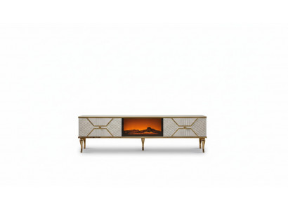 Luxuriöses TV-Sideboard weißgoldfarbenem Rahmen aus MDF Metall Weiß