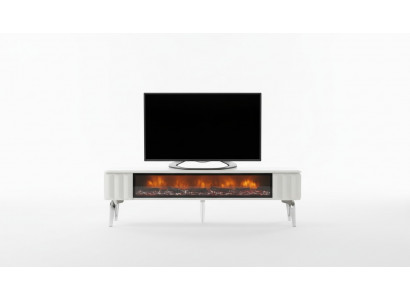  TV-Lowboard weiße Spanplatte Metall-Luxusmöbel Kamin Wohnzimmer neu