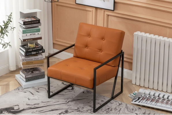  Wohnzimmer Sessel Orange Neue luxuriöse Metallbeine Textilpolsterung