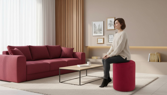  Rosa Sitzhocker Textilpolsterung MDF-Spanplattenrahmen Luxushocker neu