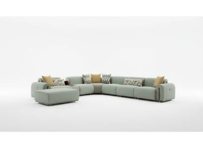 Hellgrünes Textil Sofa Wohnzimmer L-Form Eckcouch Designer Polster Möbel