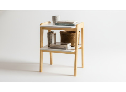 Beige-Weißer Bücherschrank Designer Wohnzimmer Ablagenmöbel Holzgestell