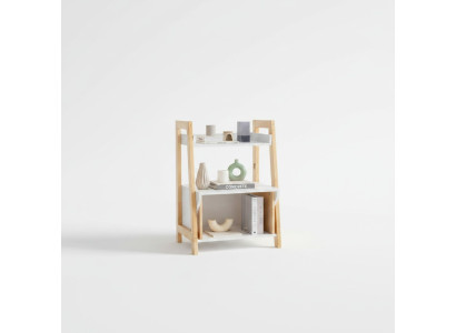 Beige-Weißes Bücherregal Ablagenregal Hochwertige Holz Beistellkommode