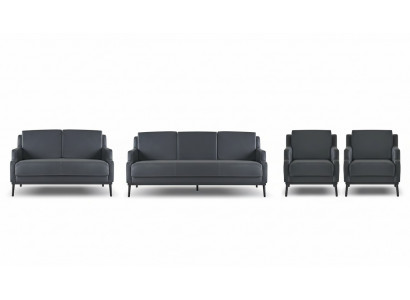 Arbeitszimmer-Set 4tlg 3-Sitzer 2-Sitzer 2x Sessel Dunkelgrau Einfarbig