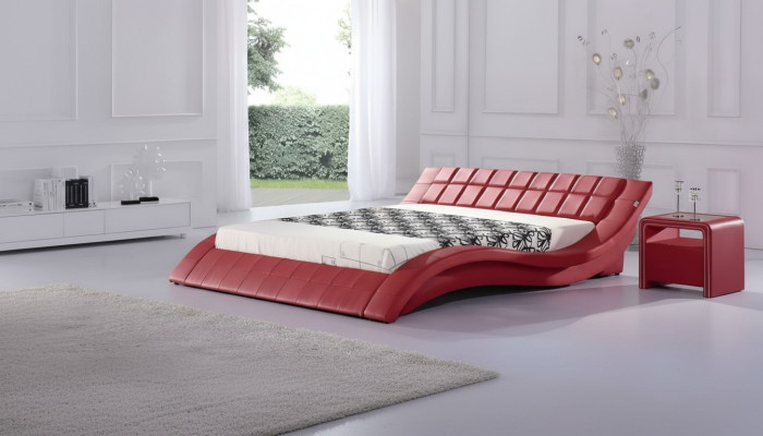 Luxuriöses rotes Design-Bett Doppelbett Hotelbett 180x200