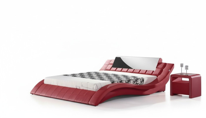 Luxuriöses rotes Design-Bett Doppelbett Hotelbett 180x200