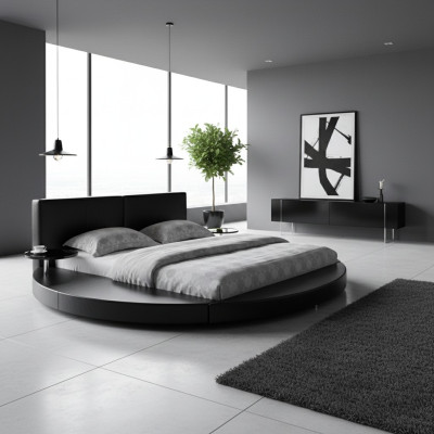 Schwarzes Design-Jugendbett – luxuriöses Doppelbett in Vollgröße, hotelneu